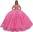 3D Butterfly Quinceanera Dress with Bow Train Spaghetti Strap Sweet 15 16 Ball Gowns Sparkly Vestido De 15 Años