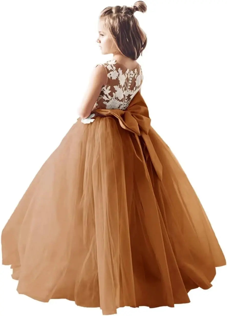 Tulle Flower Girl Dress for Wedding Bridesmaid First Communion Dresses Princess Pageant Party Gown pageant dresses for girls