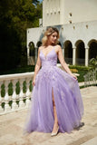 Tüll-Spitzen-Applikationen, Ballkleid, langes Ballkleid für Damen, Spaghettiträger, Korsett, rückenfreies Abendkleid 