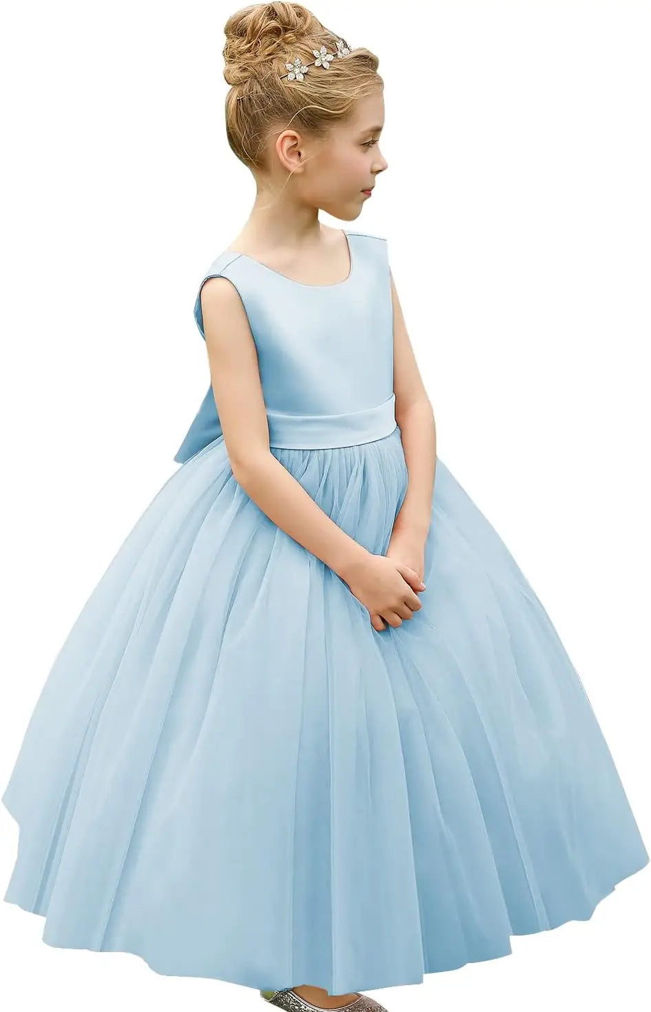 Flower Girls Satin Tulle Princess Pageant Dress for Wedding Kids Party Prom Ball Gowns Dresses princess dress girls party dress