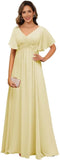 Plus Size Short Sleeves Mother of The Bride Dresses for Curvy Women V Neck Formal Dresses with Pockets Bridesmaid Dress Gowns