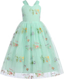 Vestido de niña de las flores, princesa, sin mangas, floral, bordado, para verano, boda, desfile, cumpleaños, tutú, vestido de tul 