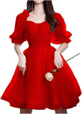 Maßgefertigtes Tüll-Abschlussballkleid für Frauen, kurzes Sweetheart-Puffärmel-Heimkehrkleid, Cocktailkleid, Minikleid, Partykleid 