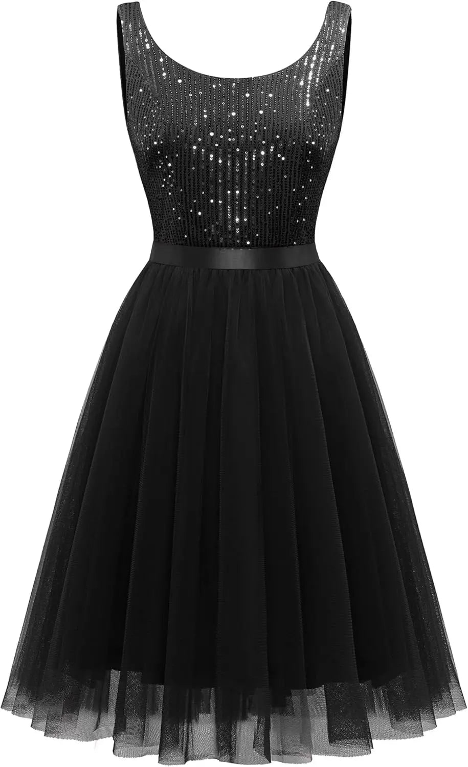 Sequin Dress for Woman Vintage A Line Wedding Formal Swing Mesh Prom Dress Sleeveless Cocktail Maxi Gowns