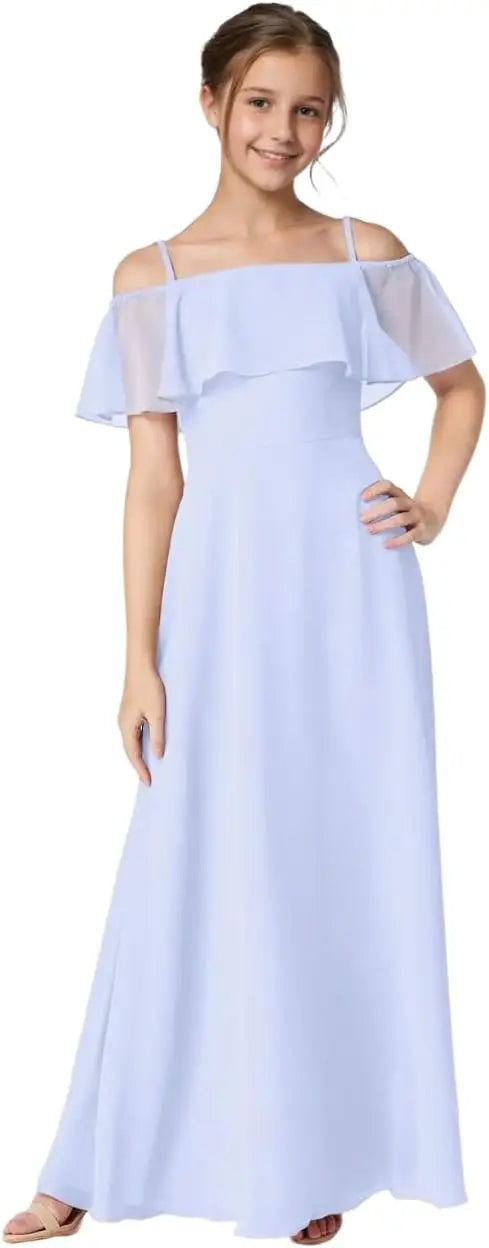 Off Shoulder Junior Bridesmaid Chiffon Dress Flower Girl Dresses for Wedding First Communion Dress