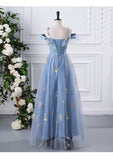 New Spaghetti Strap Evening Dresses Sweet Embroidery Flower Tulle Party Dress Elegant Long A-line Prom Dresses Customized