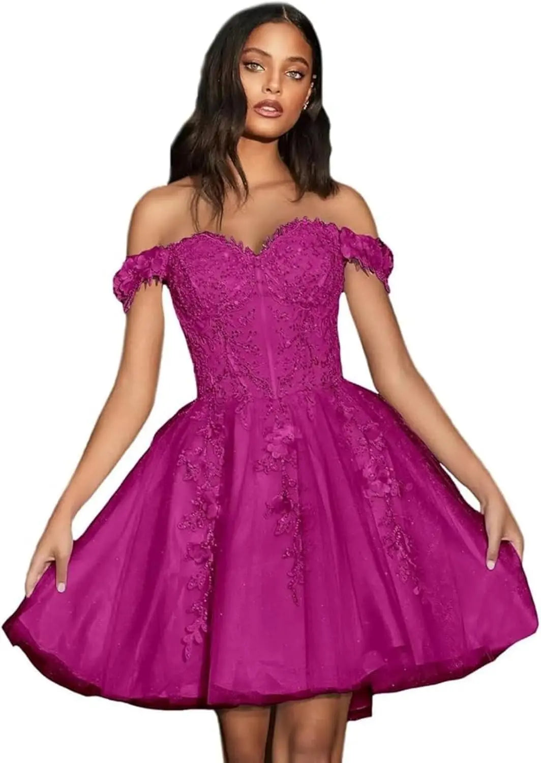 Vestidos de fiesta de tul con hombros descubiertos 2025, vestidos de fiesta cortos de encaje estilo princesa, vestidos de graduación 