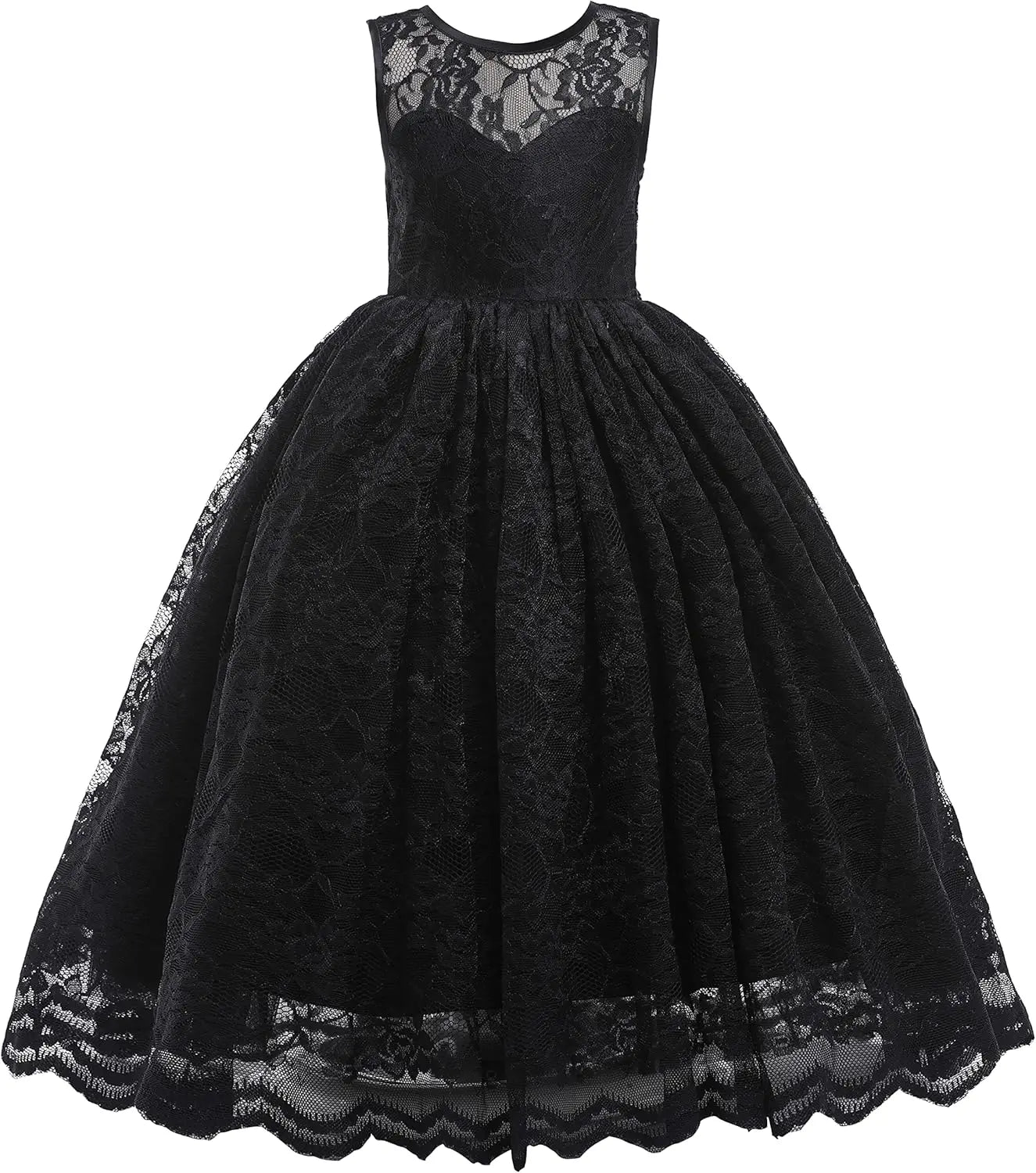Full Lace Flower Girls Dress Long A Line Bridesmaid Wedding Tulle Dresses Birthday Formal Party Ball Gown girls party dress