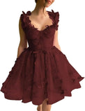 3D-Schmetterlings-Tüll-Heimkehrkleid für Teenager – A-Linie, kurz, Abschlussball, Cocktailkleid, Hochzeitsparty, Kleider mit Schnürung am Rücken 