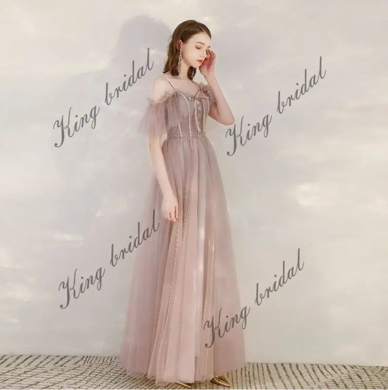 Benutzerdefinierte Off Schulter Mesh Ball Brautjungfer Kleid frauen Cocktail Party Kleider Formale Abendkleider Party Prom braut kleid 