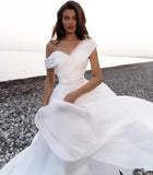 Custom made One Shoulder Tulle Prom Dresses Long Quinceanera Dress Ball Gown Organza Puffy Wedding Dress for Bride Bridal Gowns