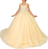 Blumenmädchenkleider für Hochzeit Spitze Prinzessin Erstkommunion Abendkleider Tüll Festzug Ballkleider Prinzessinnenkleid 