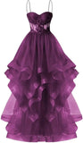 Custom Made Tulle Prom Dresses for Women 2025 Spaghetti Straps Ball Gowns Lace Applique Layered Quinceanera Dresses ball gown