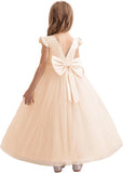 Flower Girl Dress Wedding Guest Ruffle Tulle Satin Party Birthday Princess Pageant Gown Kids Knee Length