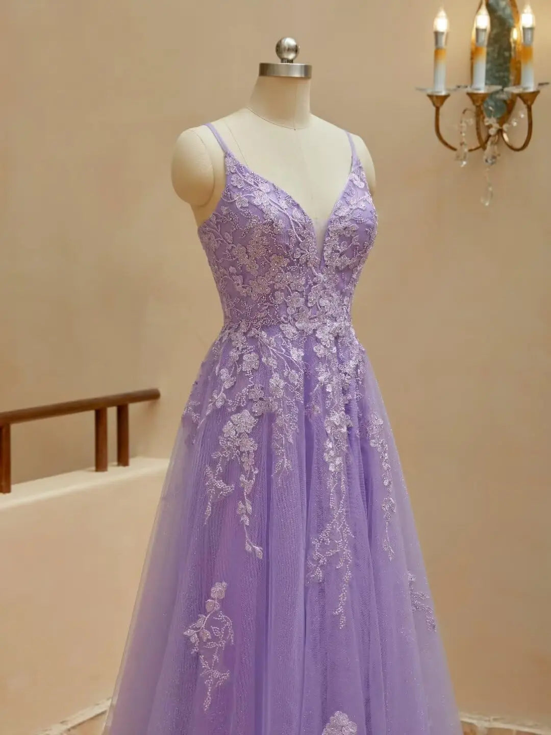 Tüll-Spitzen-Applikationen, Ballkleid, langes Ballkleid für Damen, Spaghettiträger, Korsett, rückenfreies Abendkleid 