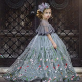 Flower Lace Appliques Girl Birthday Ball Gown First Holy Communion Gown Customized Lovely Flower Girl Dresses for Wedding
