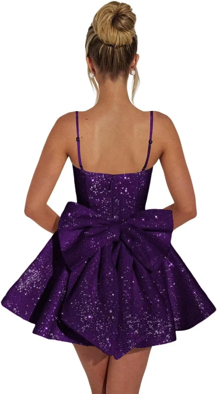 Vestidos de fiesta de graduación con lentejuelas y escote cuadrado para adolescentes, vestidos de cóctel de corte A, vestidos de graduación cortos. 