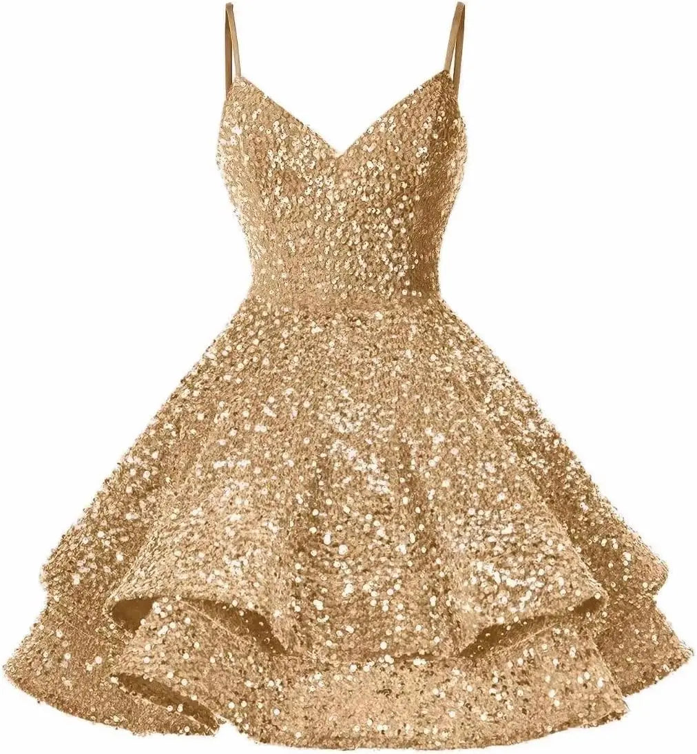 Homecoming Dresses 2025 Spaghetti Straps Short Prom Dress Sparkly A L