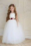 Flower Girl Dresses for Wedding Satin Tulle Princess Pageant Dress with Bow Long A Line Prom Ball Gowns girls party dress