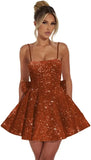 Maßgefertigte Damen-Heimkehrkleider mit quadratischem Ausschnitt und Pailletten für Teenager, A-Linie, kurzes Abschlussballkleid, Hochzeitsfeierkleid, Clubwear, Cocktailkleid 