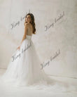 Vestido de novia de tul bordado, vestido de novia bohemio, vestido de novia de dos piezas, vestido de novia sencillo 