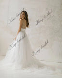 Vestido de novia de tul bordado, vestido de novia bohemio, vestido de novia de dos piezas, vestido de novia sencillo 