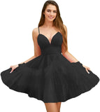 Fashion Tiered Homecoming Dresses Ruffle Tulle Mini Dresses Elegant V Neck Short Prom Dresses graduation dress