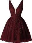 V Neck Short Homecoming Dresses for Teens Lace Tulle Prom Dress Cocktail Party Dress short prom dress  party dresses