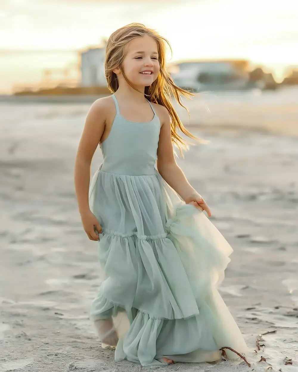 Boho Wedding Flower Girl Tulle Pageant Dresses for Kids First Communion Formal Dress Backless Prom Ball Gowns princess dress