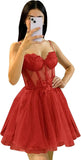 Glitter Tulle Homecoming Dress 3D Flowers Spaghetti Straps Short Prom Dresses for Teens cocktail dresses  mini dress