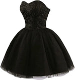 Strapless Short Tulle Homecoming Dresses for Teens Lace Prom Dresses for Women Beaded A Line Party Cocktail Dresses