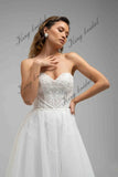 Vestidos de novia de tul con cuentas y hombros descubiertos, con flecos de cristal, falda de novia decorada, vestido de novia con corsé en forma de A, vestido de novia personalizado 