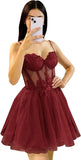 Glitter Tulle Homecoming Dress 3D Flowers Spaghetti Straps Short Prom Dresses for Teens cocktail dresses  mini dress