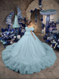 Wedding Ruffles Floor Length Girl Kids Birthday Ball Gown First Holy Communion Gowns Customized Princess Flower Girl Dresses