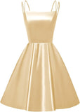 Satin Homecoming-Kleider für Teenager, kurze Ballkleider 2025, Spaghettiträger, Cocktailparty-Kleid, Abschlusskleid, Minikleid 
