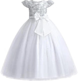 Blumenmädchenkleid Prinzessin Puffy Tüllkleider Brautjungfer Hochzeit Kommunion Geburtstagsfeier Festzug Maxi Ballkleid für Kinder