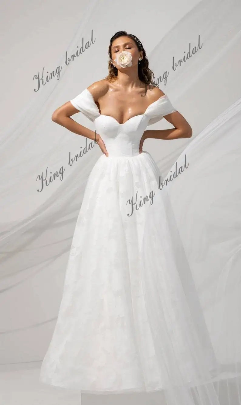 Benutzerdefinierte Blume Organza Brautkleid TÜLL HOCHZEITSKLEID Boho Träger Brautkleider Sweetheart Brautkleider A Linie Brautkleid 