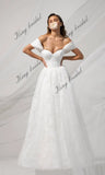 Benutzerdefinierte Blume Organza Brautkleid TÜLL HOCHZEITSKLEID Boho Träger Brautkleider Sweetheart Brautkleider A Linie Brautkleid 