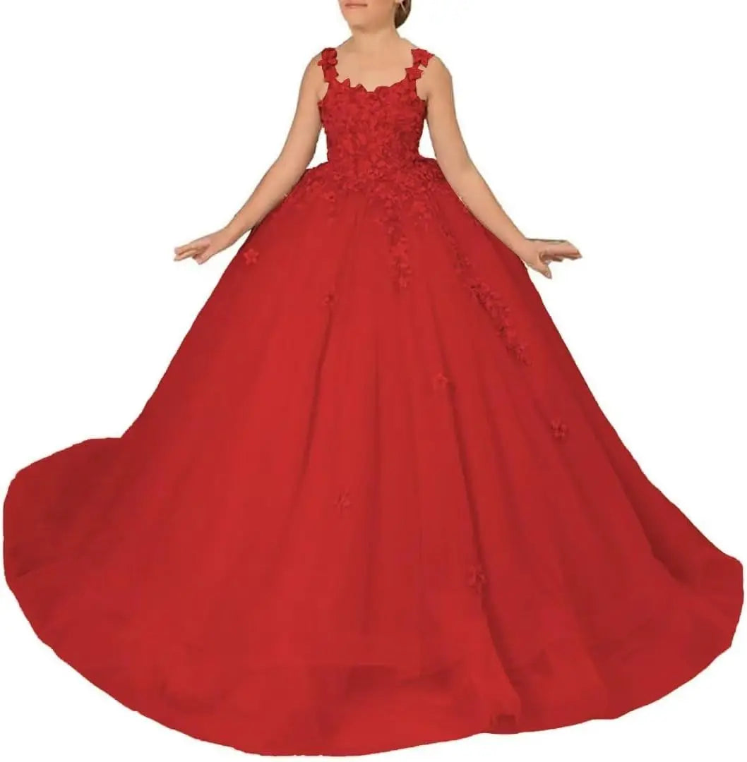 Blumenmädchenkleider für Hochzeit Spitze Prinzessin Erstkommunion Abendkleider Tüll Festzug Ballkleider Prinzessinnenkleid 