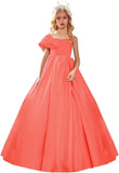 Satin One Shoulder Flower Girl Dresses for Wedding Ball Gown Puffy Pageant Gown Cute First Communion Dress princess dress