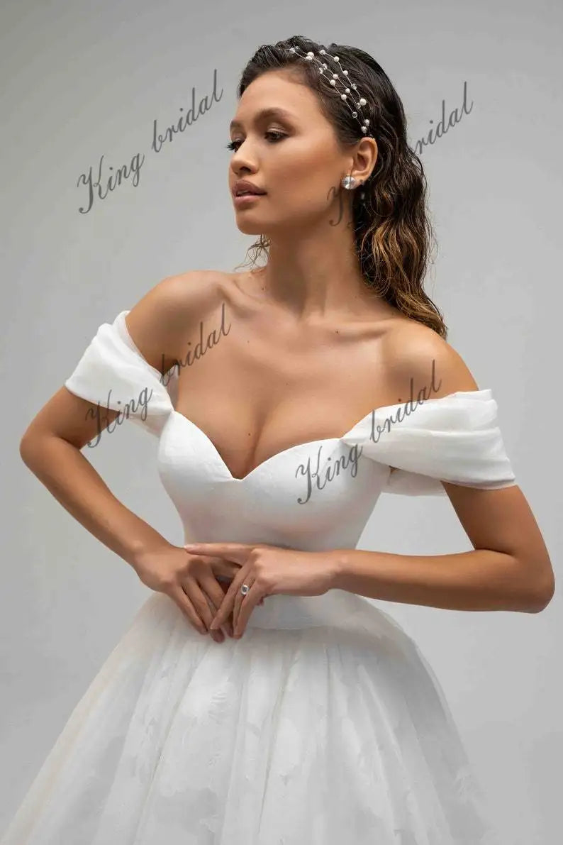 Benutzerdefinierte Blume Organza Brautkleid TÜLL HOCHZEITSKLEID Boho Träger Brautkleider Sweetheart Brautkleider A Linie Brautkleid 