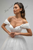 Benutzerdefinierte Blume Organza Brautkleid TÜLL HOCHZEITSKLEID Boho Träger Brautkleider Sweetheart Brautkleider A Linie Brautkleid 