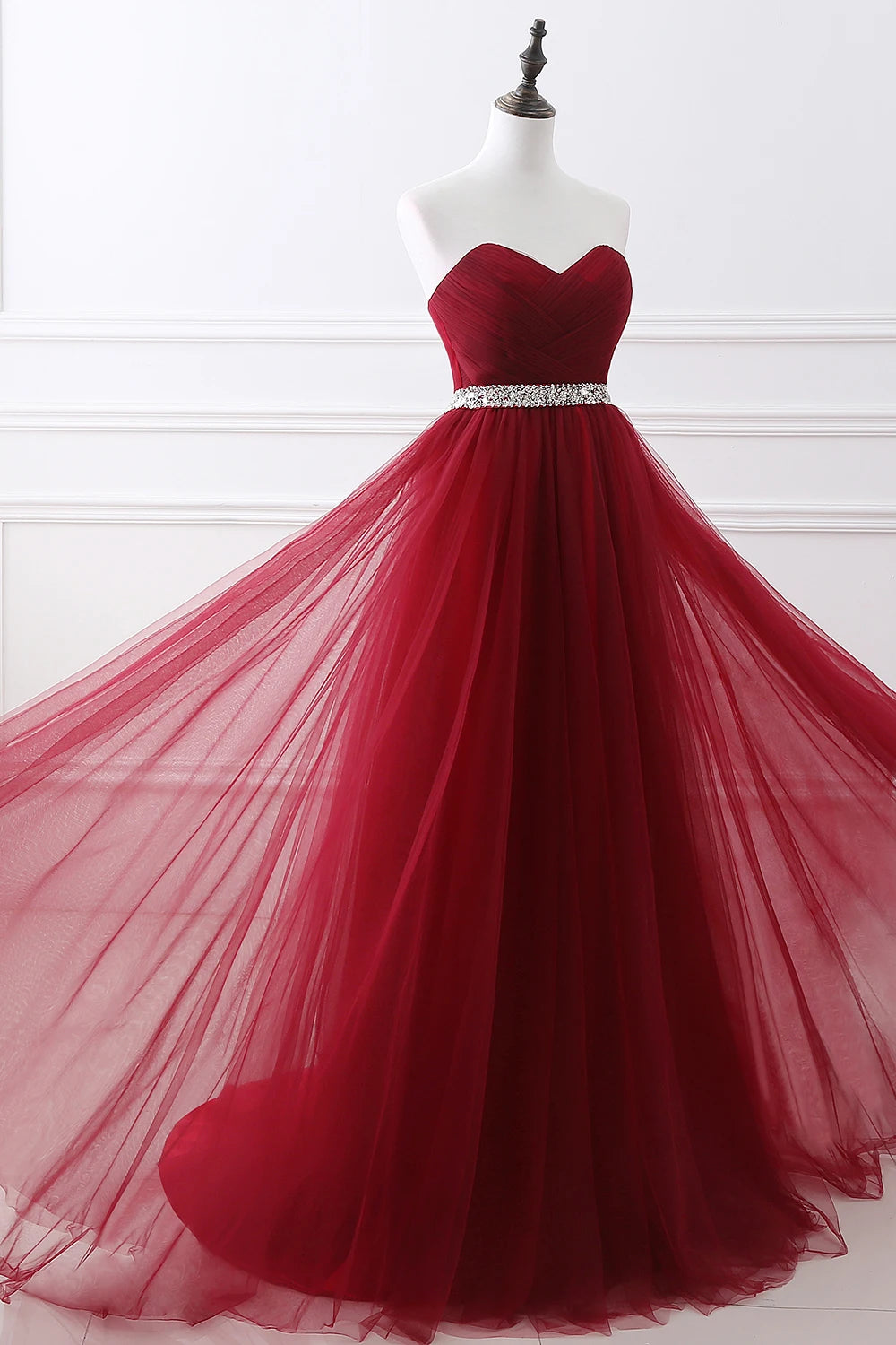 A-line Strapless Tulle Royal Blue Evening Dresses Lace Up Crystal Sequin Formal Party For Bride Sexy Prom Gown Wedding Party
