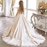 Apliques de bordado floral blanco con mangas largas para boda, fiesta de cumpleaños, banquete, vestido personalizado para niña de las flores 