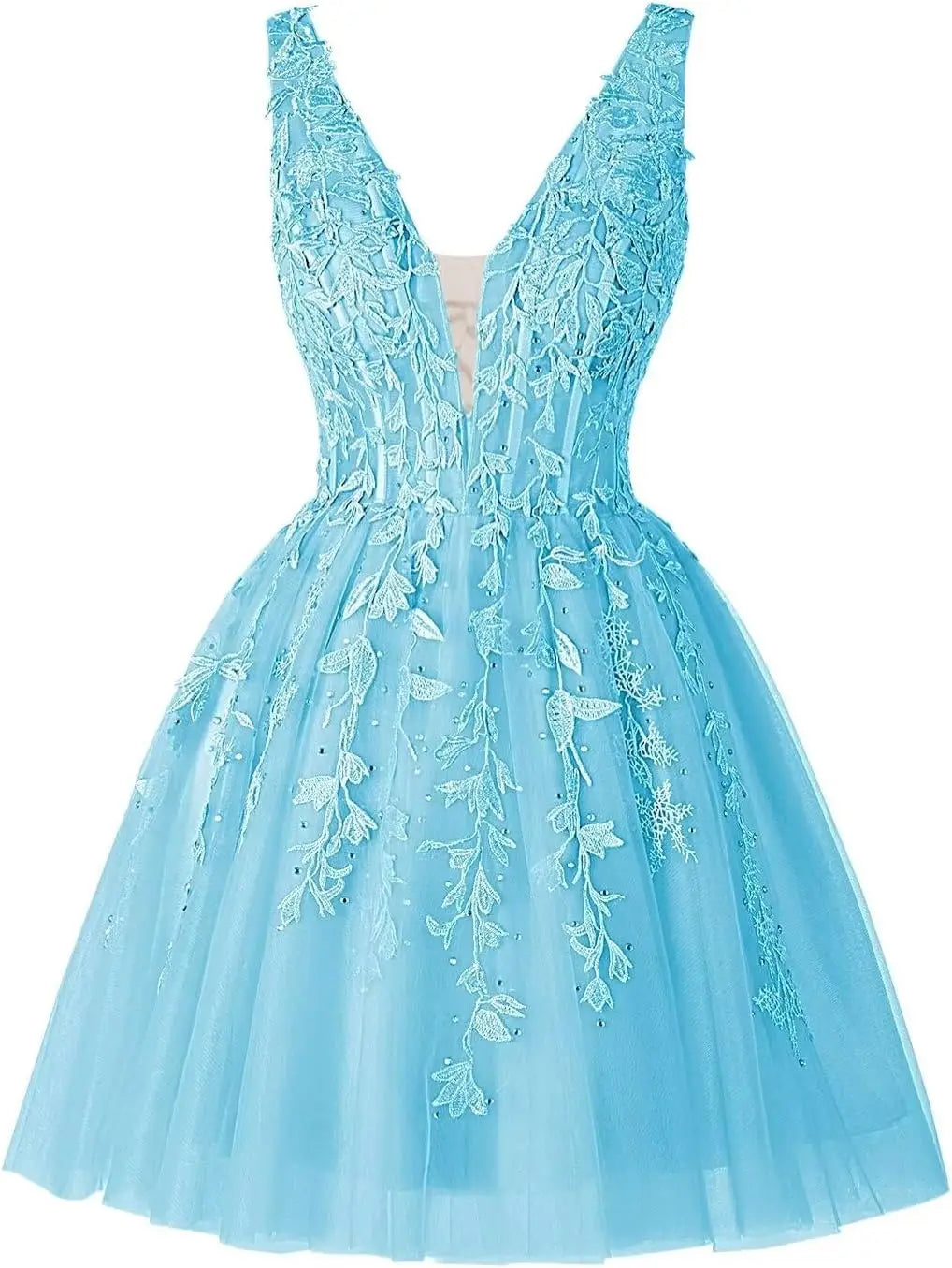 V Neck Short Homecoming Dresses for Teens Lace Tulle Prom Dress Cocktail Party Dress short prom dress  party dresses