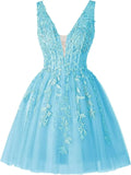 V Neck Short Homecoming Dresses for Teens Lace Tulle Prom Dress Cocktail Party Dress short prom dress  party dresses