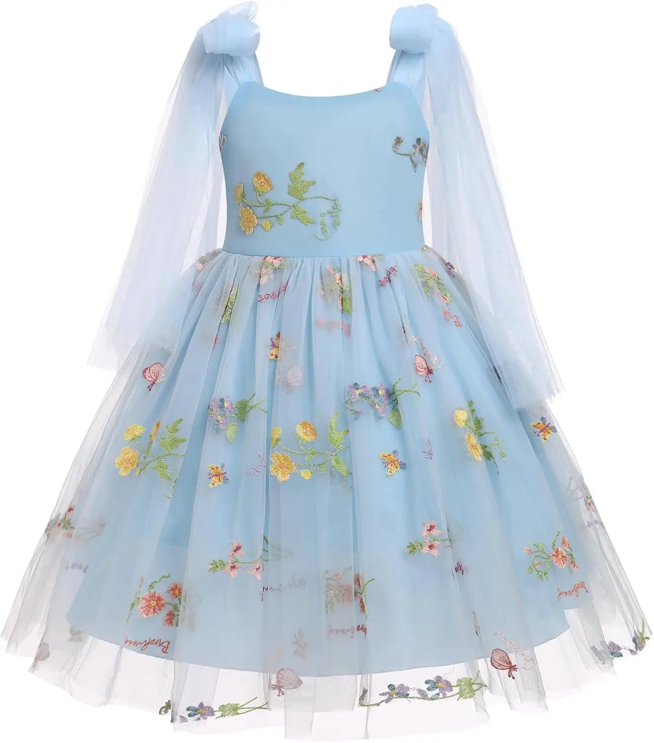 Blumenmädchenkleid, ärmellos, Spaghettiträger, floral bestickt, Prinzessinnenkleid, Kleinkind, Geburtstagsparty, Fee, Tüllkleid 