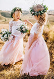 Vestido de niña de las flores Belle Flower Girl, vestido para niña de las flores, vestido de encaje para niña de las flores, falda larga de tul estilo bohemio, vestido de princesa en cascada 