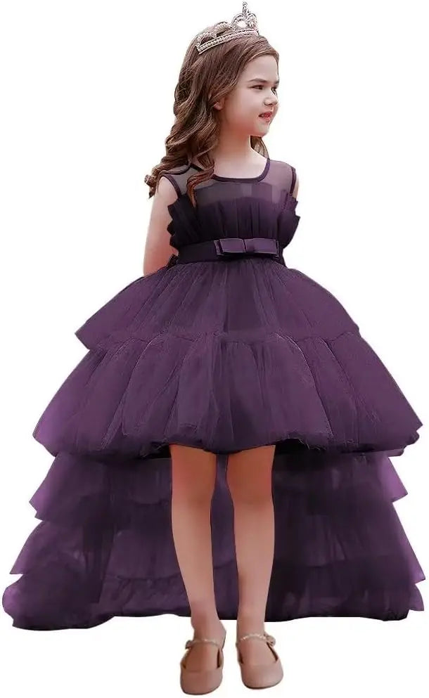 High Low Tulle Pageant Gown Tiered Flower Girl Dress Layered Ball Gown Kids Birthday Party Dress princess dress