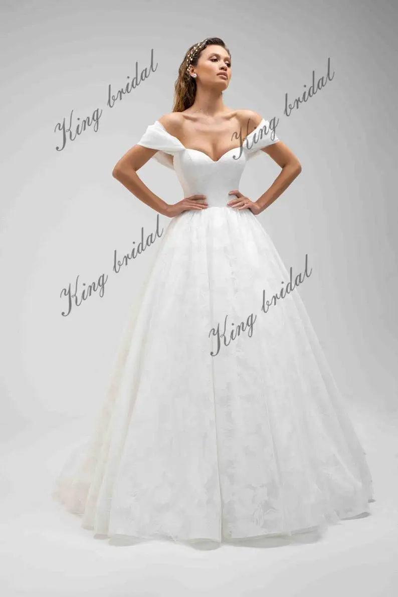Benutzerdefinierte Blume Organza Brautkleid TÜLL HOCHZEITSKLEID Boho Träger Brautkleider Sweetheart Brautkleider A Linie Brautkleid 